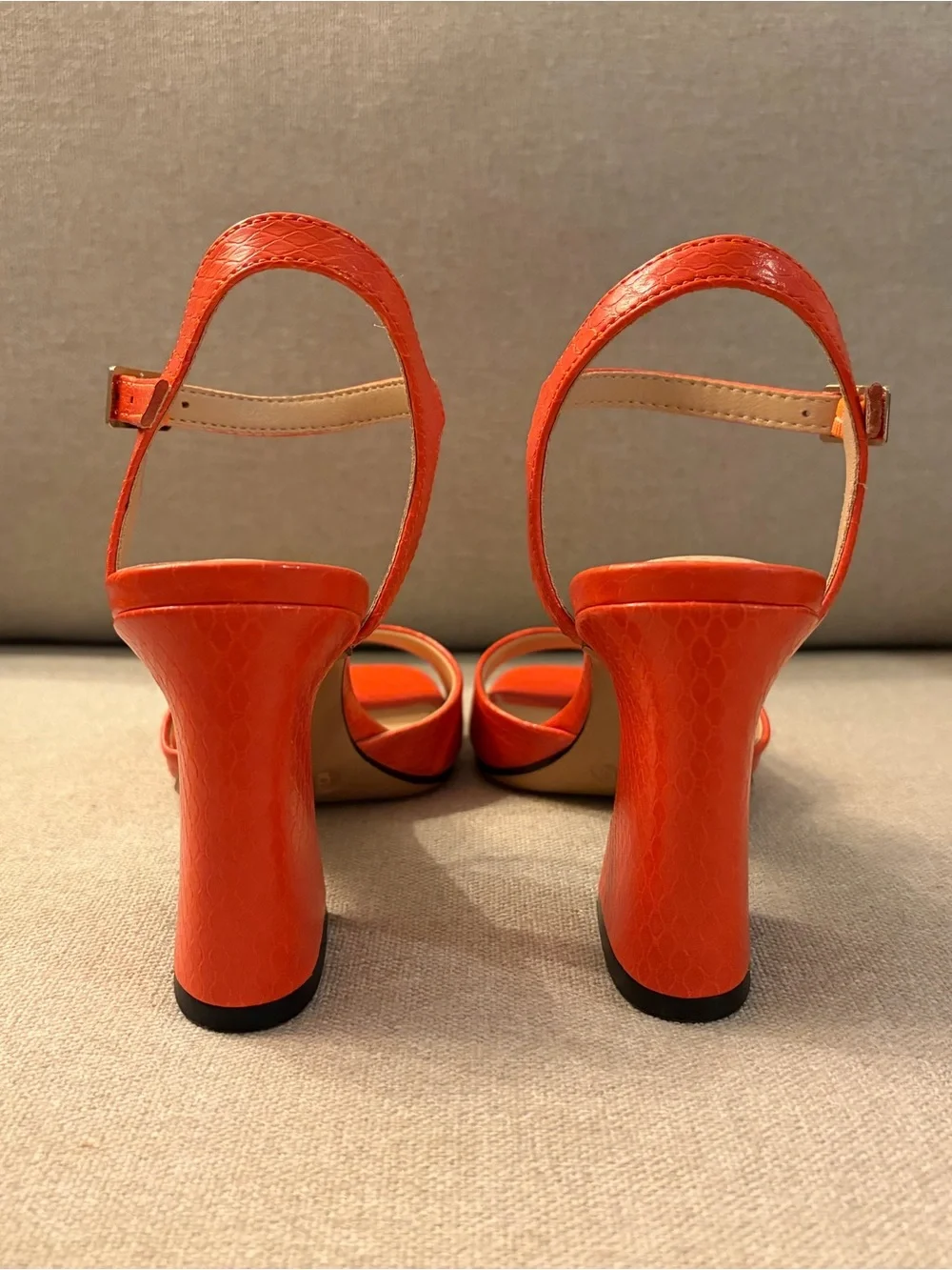 Michael Shannon Orange Croc-Embossed Open-Toe Ankle-Strap Sandals